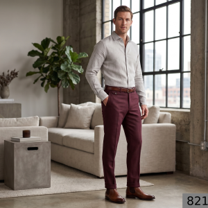 J.Hampstead Maroon Terron Rayon Unstitched Trouser Fabric - 1.25 Metres / VV8215